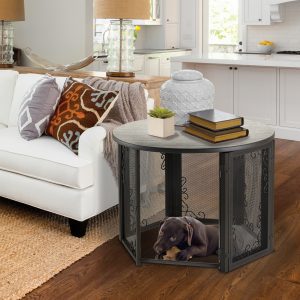 black labrador retriever puppy sleeping inside Accent Table Pet Crate Medium