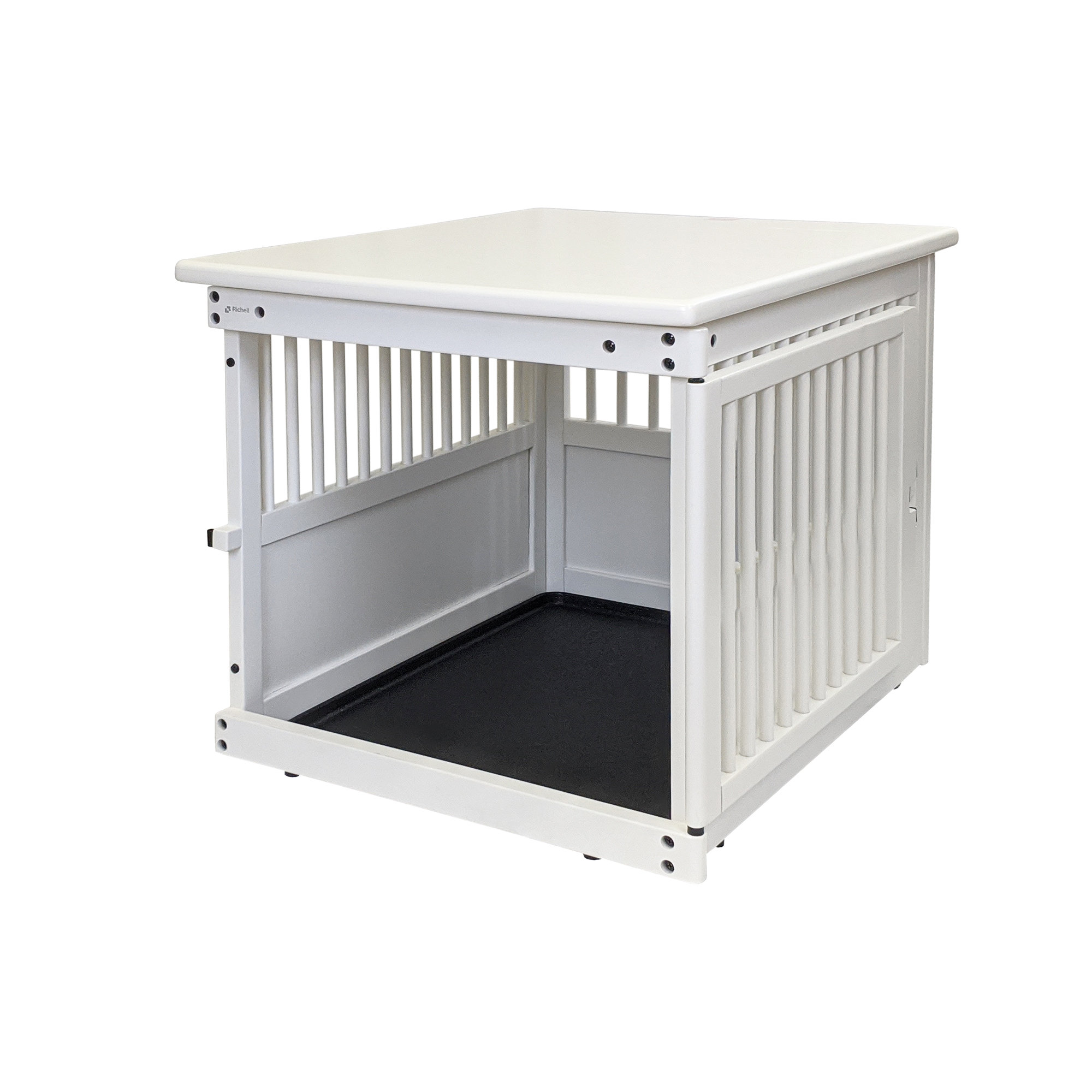 white dog crate furniture
