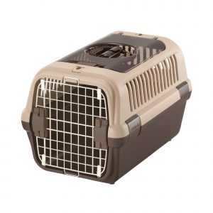Tan and brown pet carrier