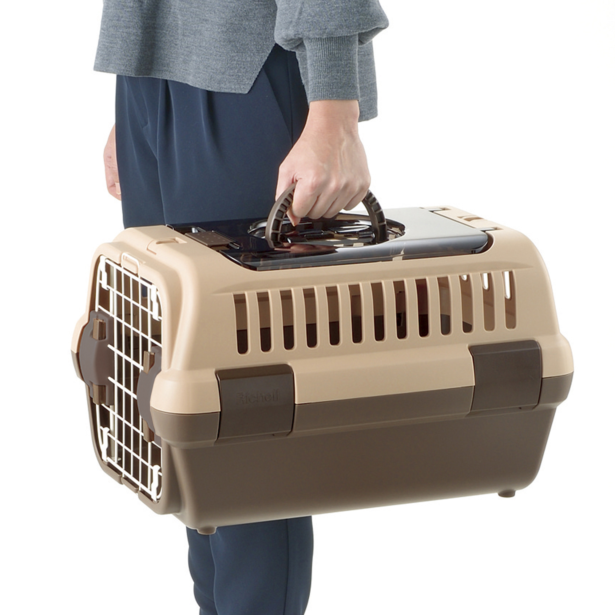 Richell Foldable Pet Carrier Medium, Brown