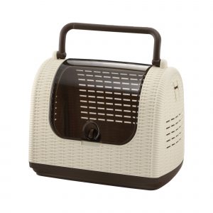 fully assembled wicker pet carrier with handle