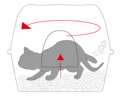 kitty litter diagram with cat silhouette