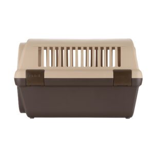 side view of brown dog carrier