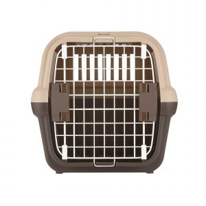front view of brown dog carrier