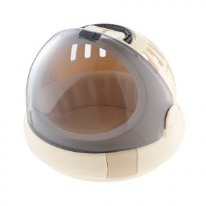 beige durable cat bed with lid