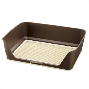 brown splash-free potty pad with walls