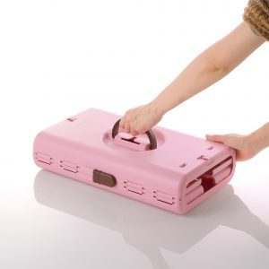 fully collapsed pink pet carrier