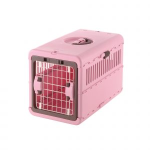 pink, collapsable pet crate for small dog