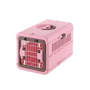 bright pink collapsable cat carrier