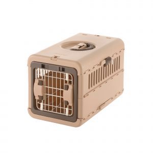 small brown foldable pet carrier for cats