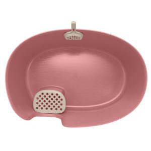 basin of pink kitty litter box